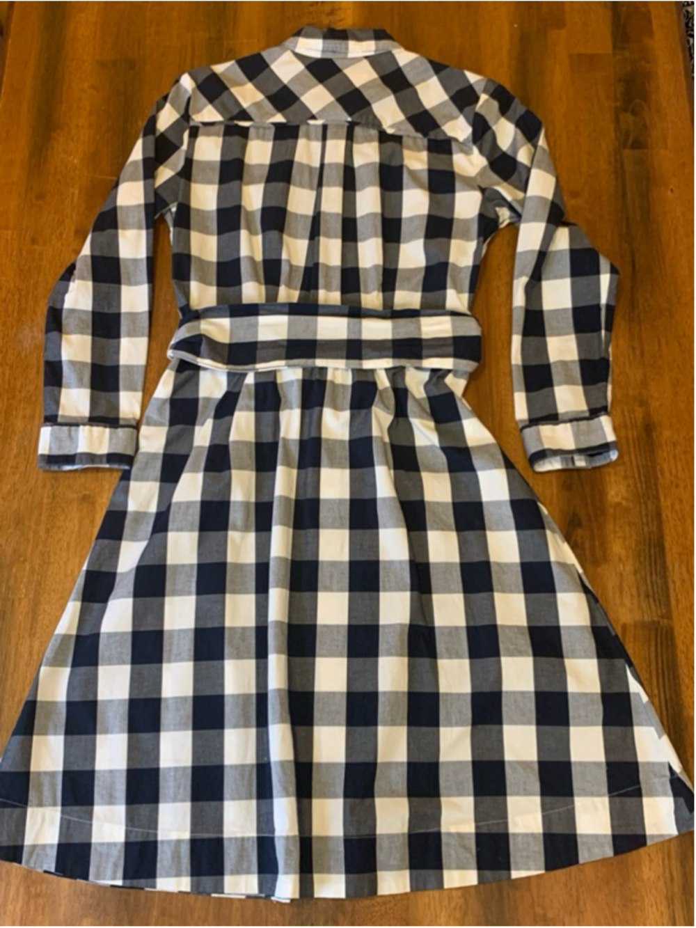 J.Crew Dress Size 4 Navy and White Checkers Button Up Tie Belt - Picture 8 of 10